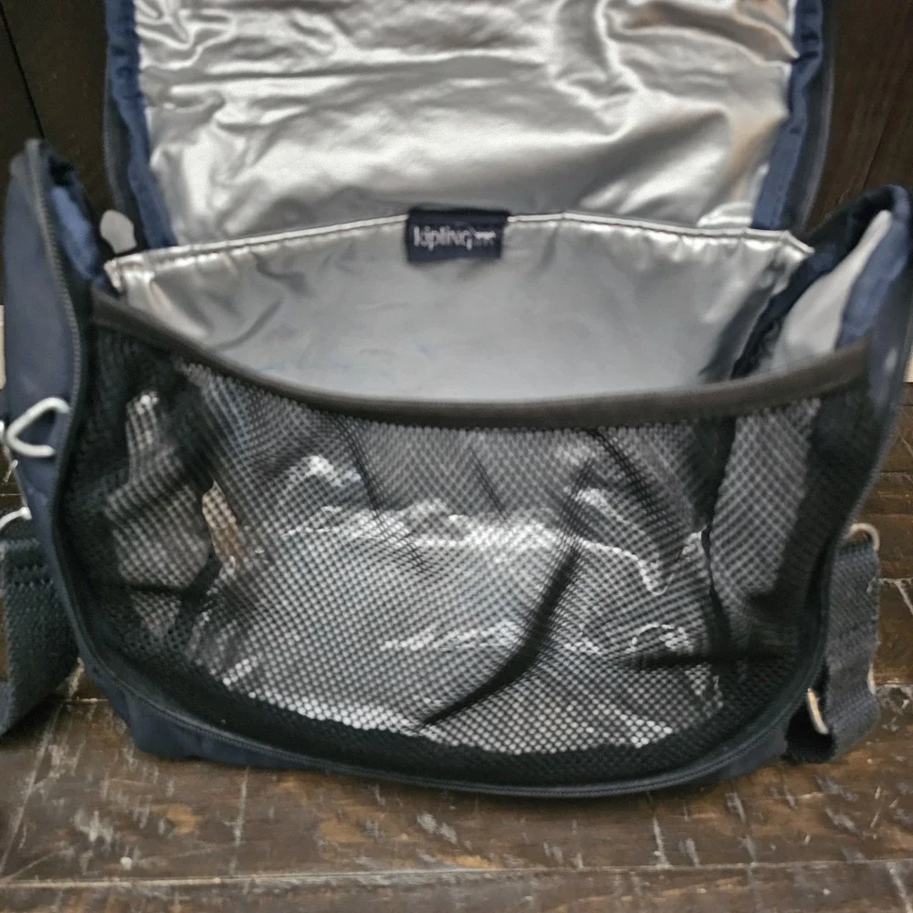 Kipling Kichirou Insulated Lunch Bag Blue Nylon Zip Around Shoulder‎ Strap